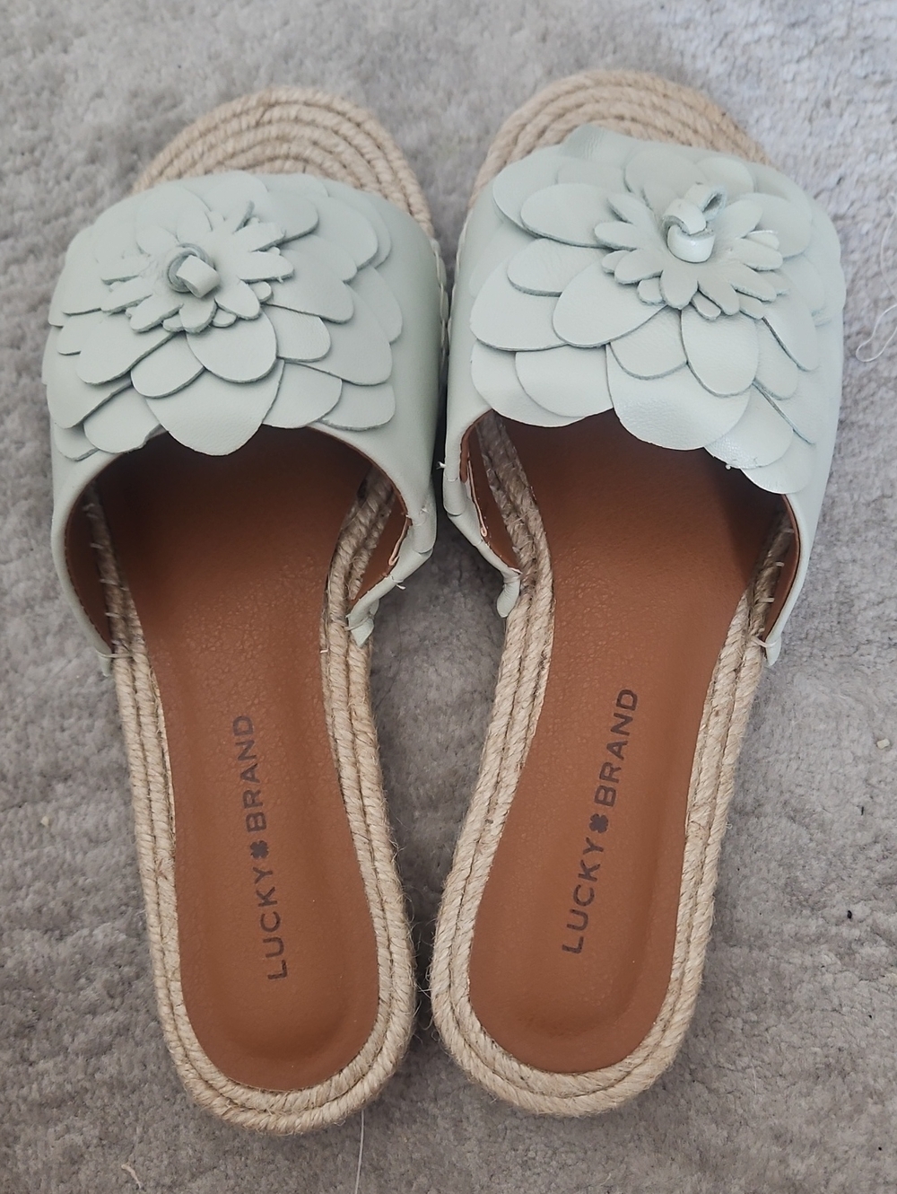 Lucky Brand Pale Mint Floral Slide Mules